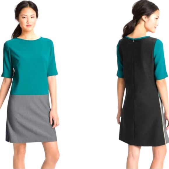 Eliza J Dresses & Skirts - Eliza J Colorblock Career Knee Length Dress Short Sleeve Teal Gray Black 14